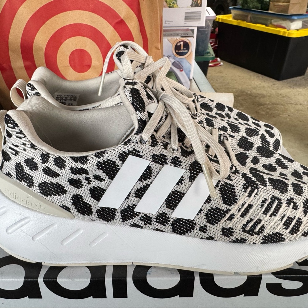 Adidas Black and White Leopard Sneakers